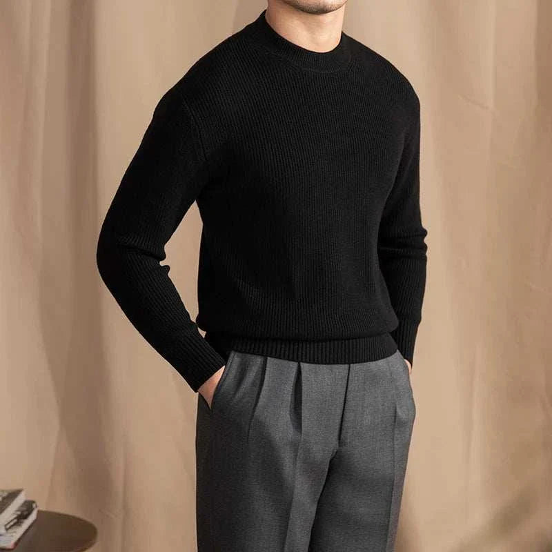 Men’s Wool Ribbed Sweater for Autumn Winter | Classic Warm Knit Jumper