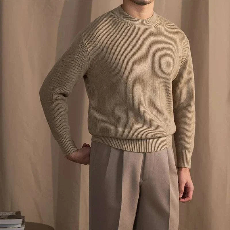 Men’s Wool Ribbed Sweater for Autumn Winter | Classic Warm Knit Jumper