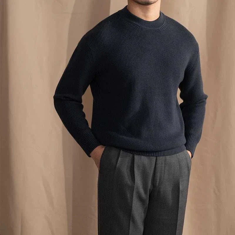 Men’s Wool Ribbed Sweater for Autumn Winter | Classic Warm Knit Jumper