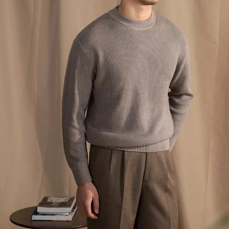 Men’s Wool Ribbed Sweater for Autumn Winter | Classic Warm Knit Jumper