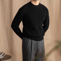 Men’s Wool Ribbed Sweater for Autumn Winter | Classic Warm Knit Jumper