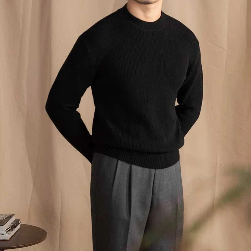 Men’s Wool Ribbed Sweater for Autumn Winter | Classic Warm Knit Jumper