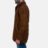 Men’s Brown Suede Jacket with Hooded Winter Style | Warm Casual Coat