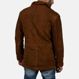 Men’s Brown Suede Jacket with Hooded Winter Style | Warm Casual Coat