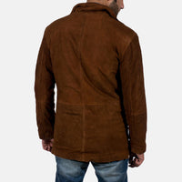 Men’s Brown Suede Jacket with Hooded Winter Style | Warm Casual Coat