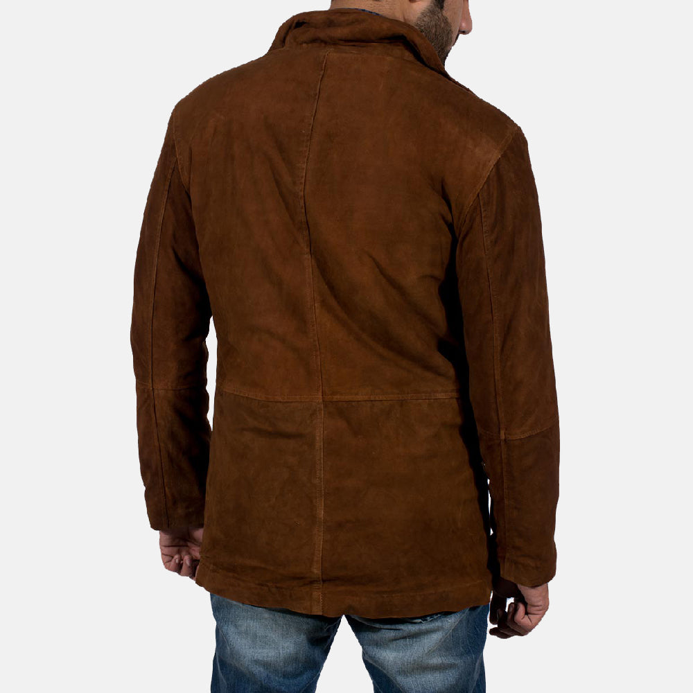 Men’s Brown Suede Jacket with Hooded Winter Style | Warm Casual Coat