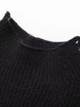 Women’s Black Knit Sweater with Subtle Detailing | Elegant Winter Jumper