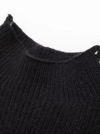 Women’s Black Knit Sweater with Subtle Detailing | Elegant Winter Jumper