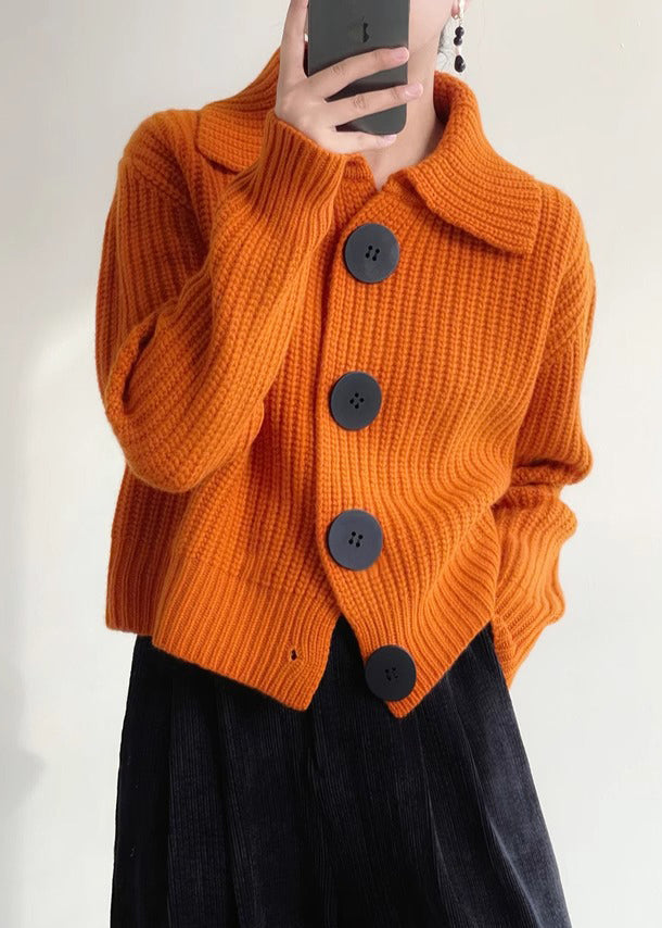 Women’s Knit Cardigan with Peter Pan Collar | Vintage Cropped Jumper for Autumn