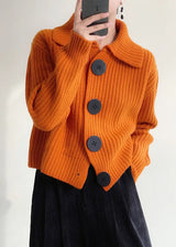 Women’s Knit Cardigan with Peter Pan Collar | Vintage Cropped Jumper for Autumn