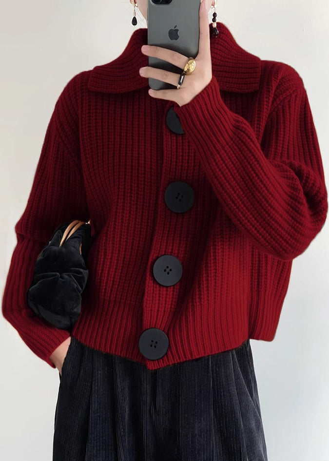 Women’s Knit Cardigan with Peter Pan Collar | Vintage Cropped Jumper for Autumn
