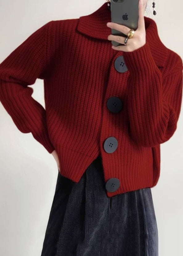 Women’s Knit Cardigan with Peter Pan Collar | Vintage Cropped Jumper for Autumn