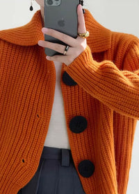 Women’s Knit Cardigan with Peter Pan Collar | Vintage Cropped Jumper for Autumn