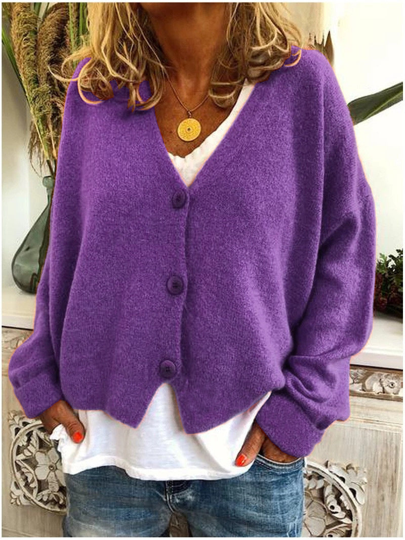 Women’s V-Neck Button Cardigan | Relaxed Fit | Soft Knit Layer | Autumn Ready