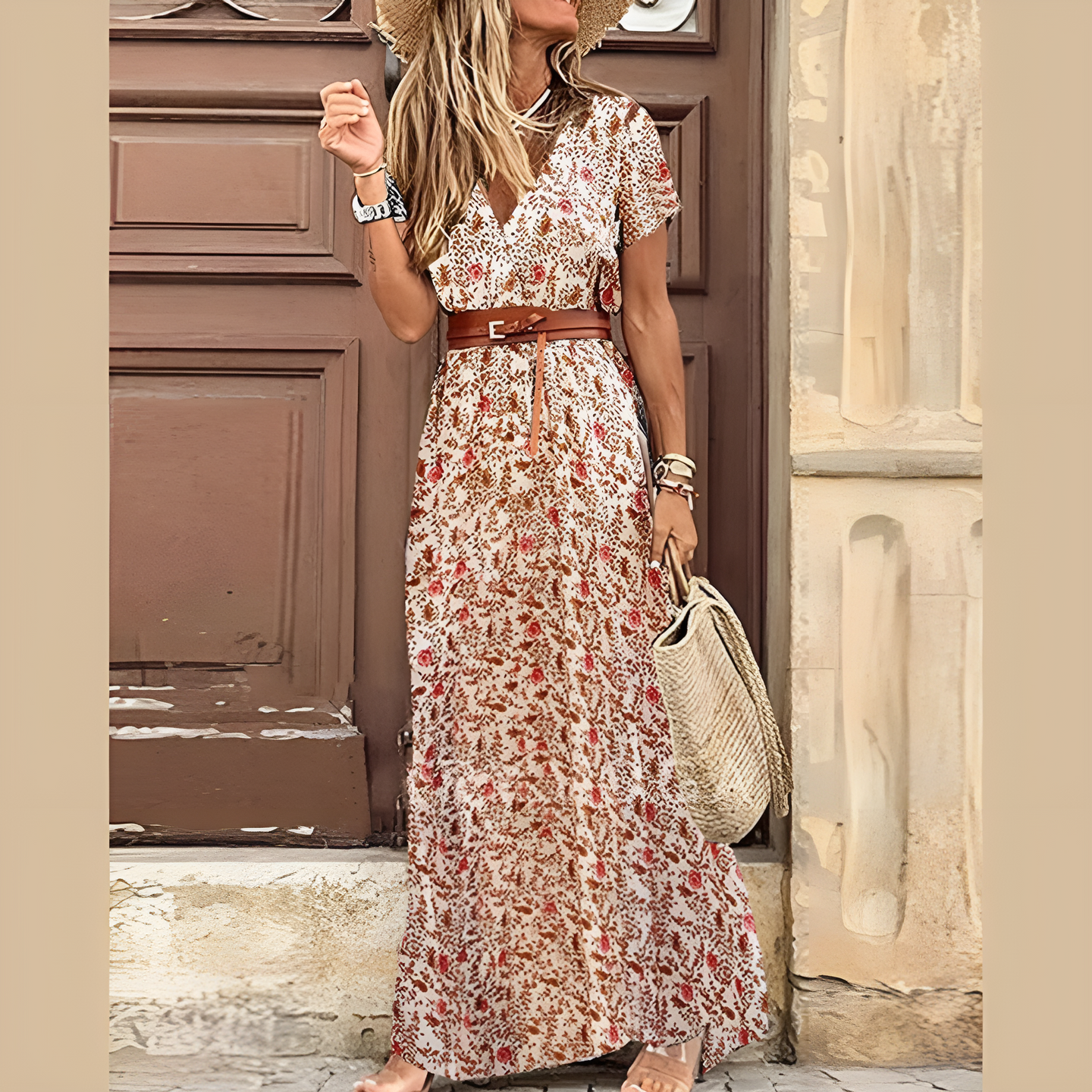 Bohemian Maxi Dress | Vintage Print | High Slit Style