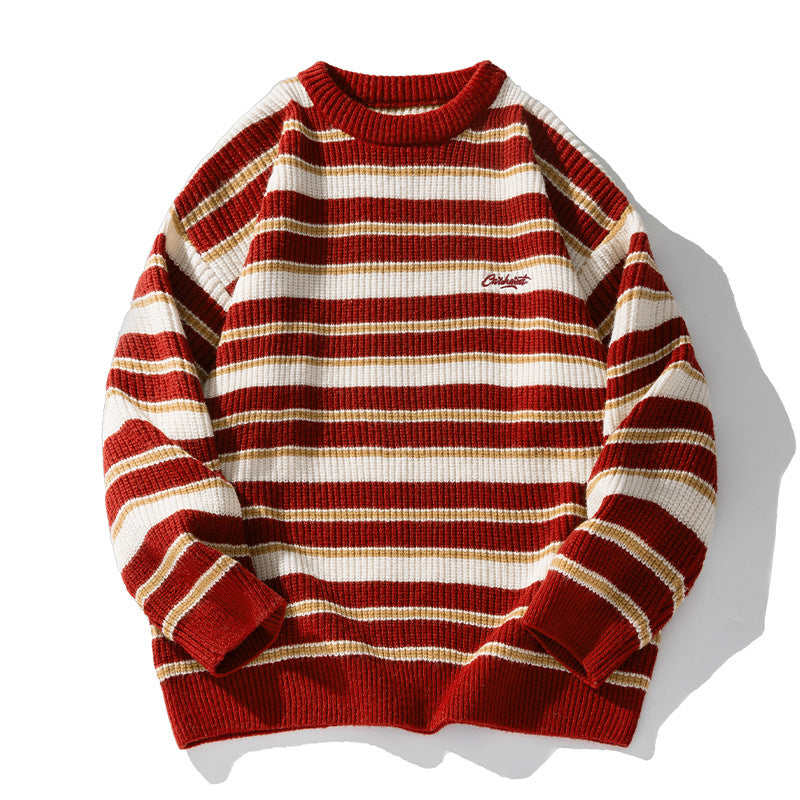 Men’s Striped Knitted Sweater in Casual Loose Fit | Essential Jumper for Winter