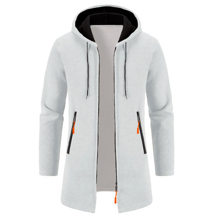 Men’s Zip Up Cardigan in Longline Hoodie Style | Warm Knitted Jumper