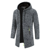 Men’s Zip Up Cardigan in Longline Hoodie Style | Warm Knitted Jumper