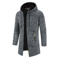 Men’s Zip Up Cardigan in Longline Hoodie Style | Warm Knitted Jumper
