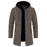 Men’s Zip Up Cardigan in Longline Hoodie Style | Warm Knitted Jumper