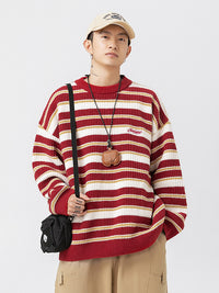 Men’s Striped Knitted Sweater in Casual Loose Fit | Essential Jumper for Winter