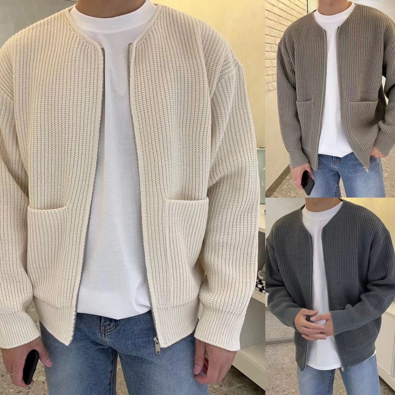 Men’s Zip Up Cardigan Vest in Minimal Knitwear Style | Casual Sleeveless Sweater