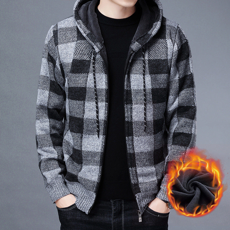 Men’s Checked Fleece Jacket in Casual Zip-Up Style | Warm Winter Jacket