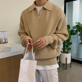 Men’s Long Sleeve Polo in Half Zip Sweatshirt Style | Casual Smart Knit Top