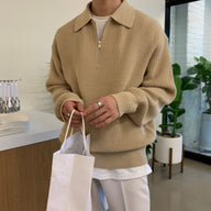 Men’s Long Sleeve Polo in Half Zip Sweatshirt Style | Casual Smart Knit Top