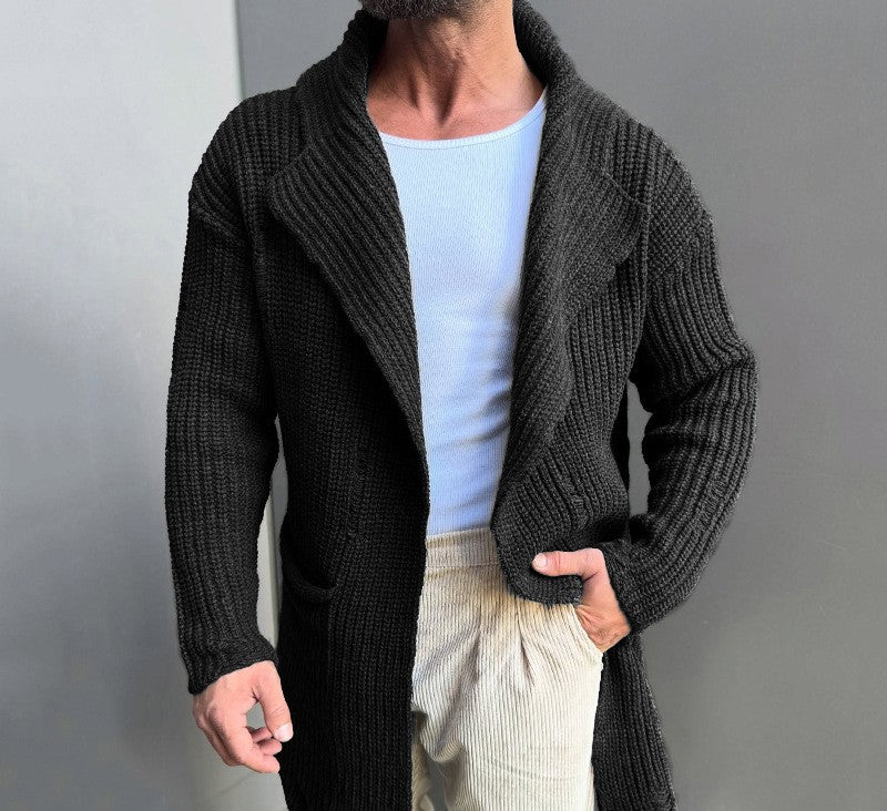 Men’s Knit Vest Cardigan with Stand Collar | Mid-Length Smart Casual Layer
