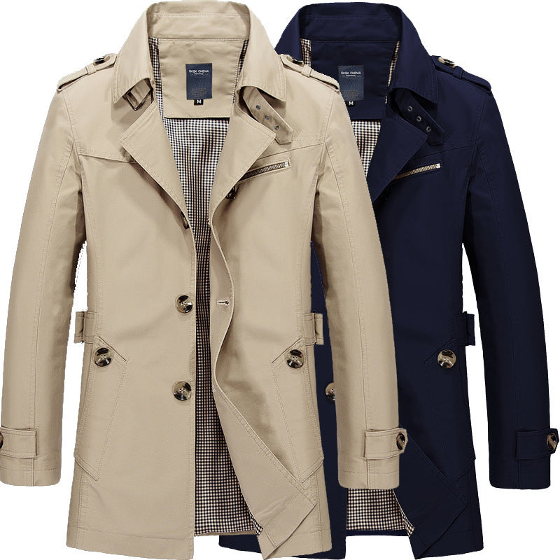 Men’s Trench Coat in Classic Long Style | Smart Casual Overcoat for All Seasons