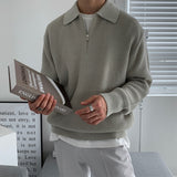 Men’s Long Sleeve Polo in Half Zip Sweatshirt Style | Casual Smart Knit Top