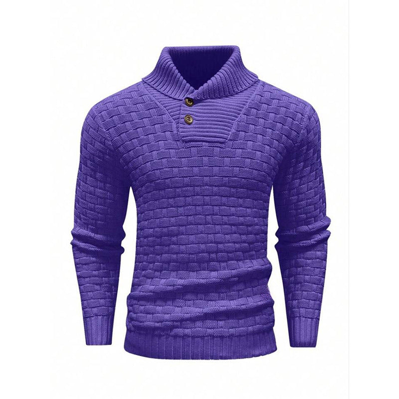 Men’s Button Neck Sweater in Textured Knit Style | Warm Pullover Jumper