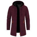 Men’s Zip Up Cardigan in Longline Hoodie Style | Warm Knitted Jumper