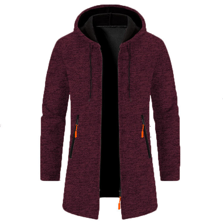 Men’s Zip Up Cardigan in Longline Hoodie Style | Warm Knitted Jumper