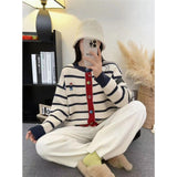 Women’s Striped Knit Cardigan with Button Front | Casual Ladies Jumper Sweater