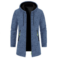Men’s Zip Up Cardigan in Longline Hoodie Style | Warm Knitted Jumper