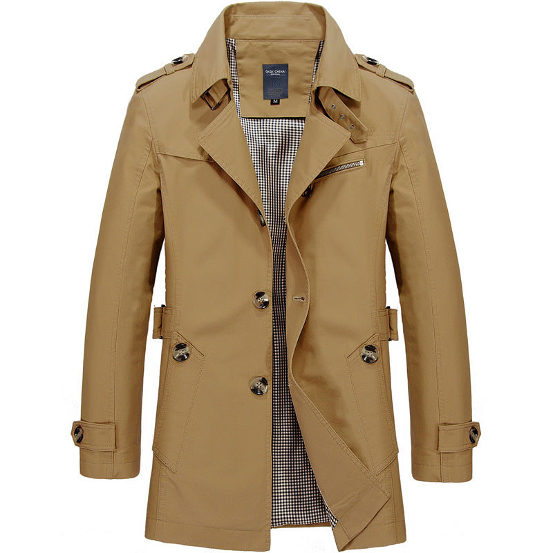 Men’s Trench Coat in Classic Long Style | Smart Casual Overcoat for All Seasons