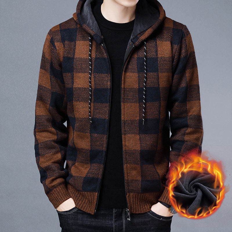 Men’s Checked Fleece Jacket in Casual Zip-Up Style | Warm Winter Jacket