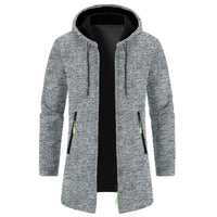 Men’s Zip Up Cardigan in Longline Hoodie Style | Warm Knitted Jumper