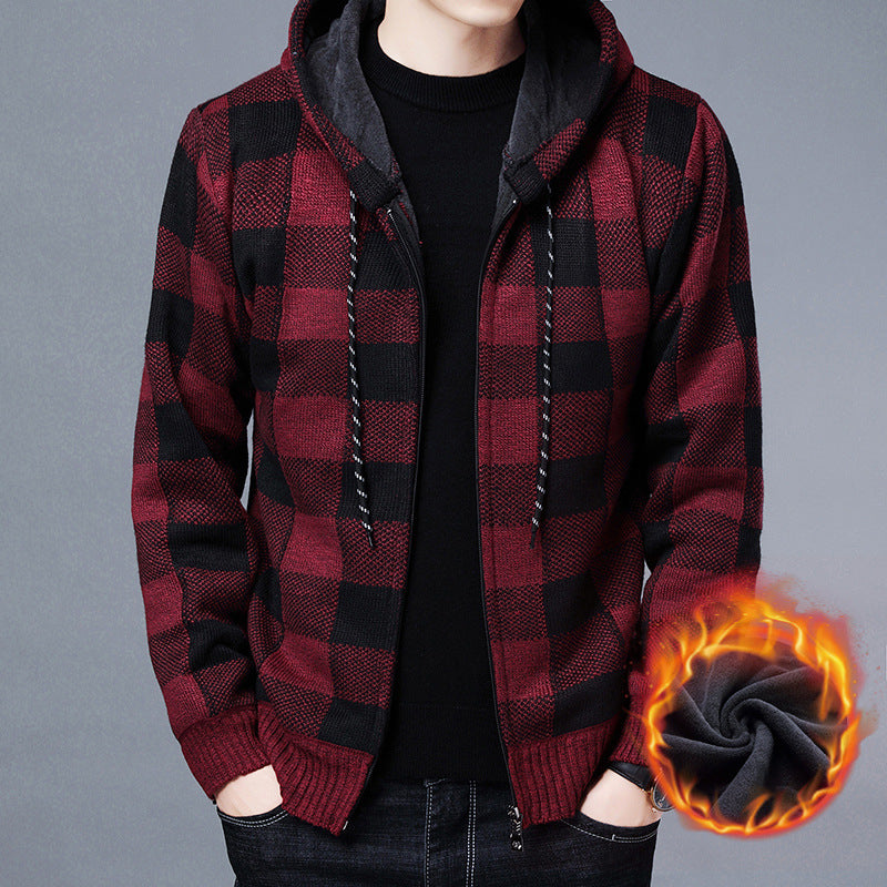 Men’s Checked Fleece Jacket in Casual Zip-Up Style | Warm Winter Jacket