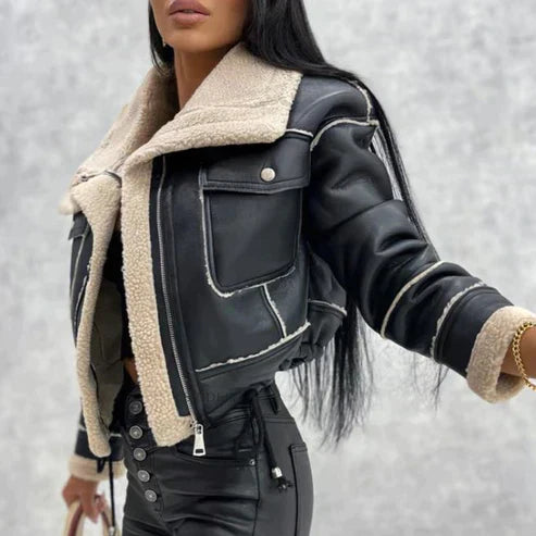 Women’s Short Winter Coat with Shearling Lining | Stylish Ladies Jacket