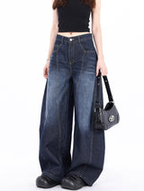 Women’s Wide Leg Baggy Jeans High Waist | Casual Ladies Trousers Denim Style