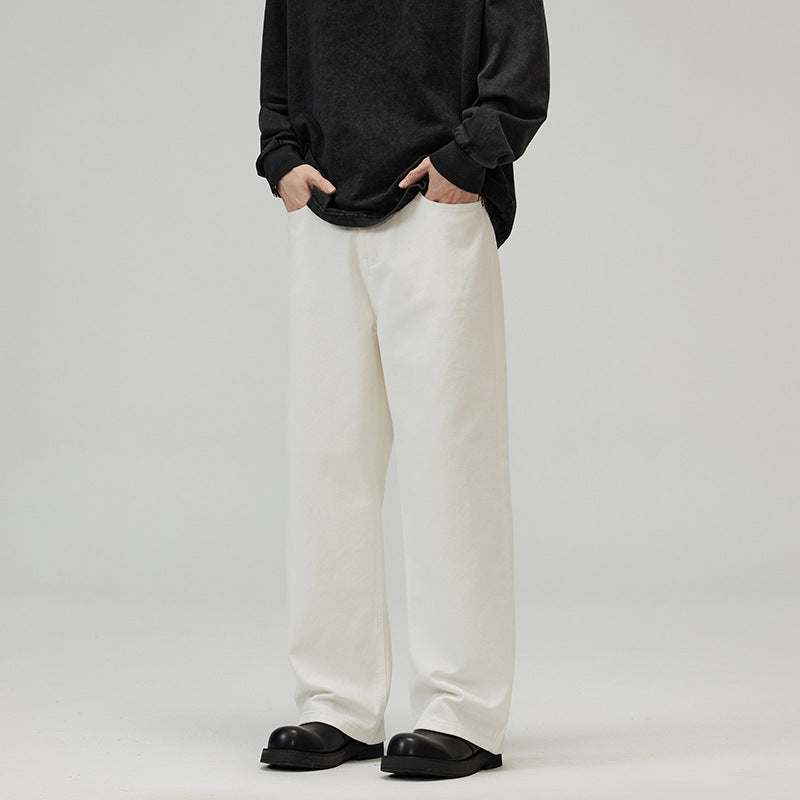 Men’s Loose Fit Jeans in Minimal Streetwear Style | Wide Leg Casual Trousers