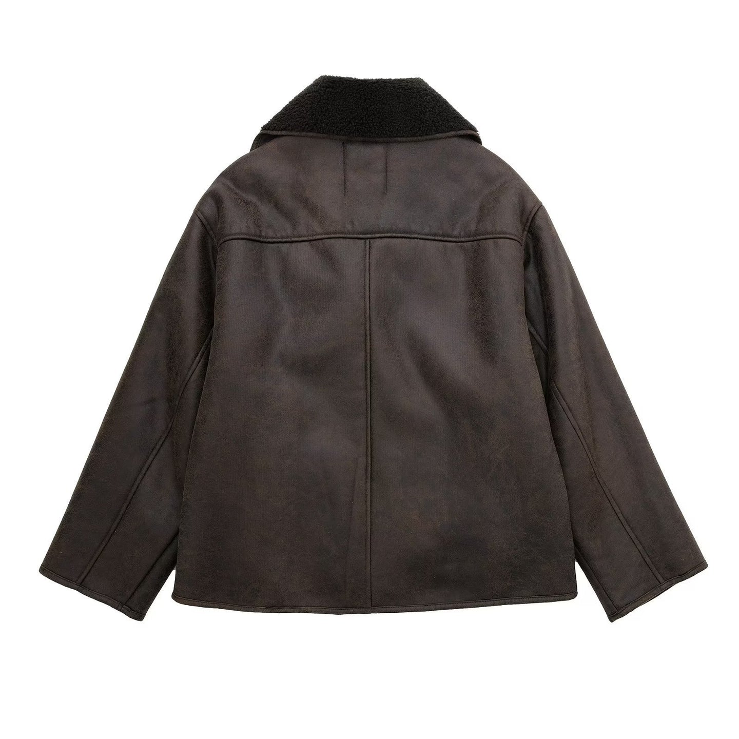 Women’s Leather Look Winter Jacket with Oversized Fit | Stylish Ladies Coat