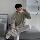 Men’s Long Sleeve Polo in Half Zip Sweatshirt Style | Casual Smart Knit Top