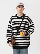Men’s Striped Knitted Sweater in Casual Loose Fit | Essential Jumper for Winter