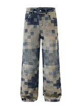 Men’s Baggy Jeans in Pixel Camo Streetwear Style | Loose Fit Denim Trousers