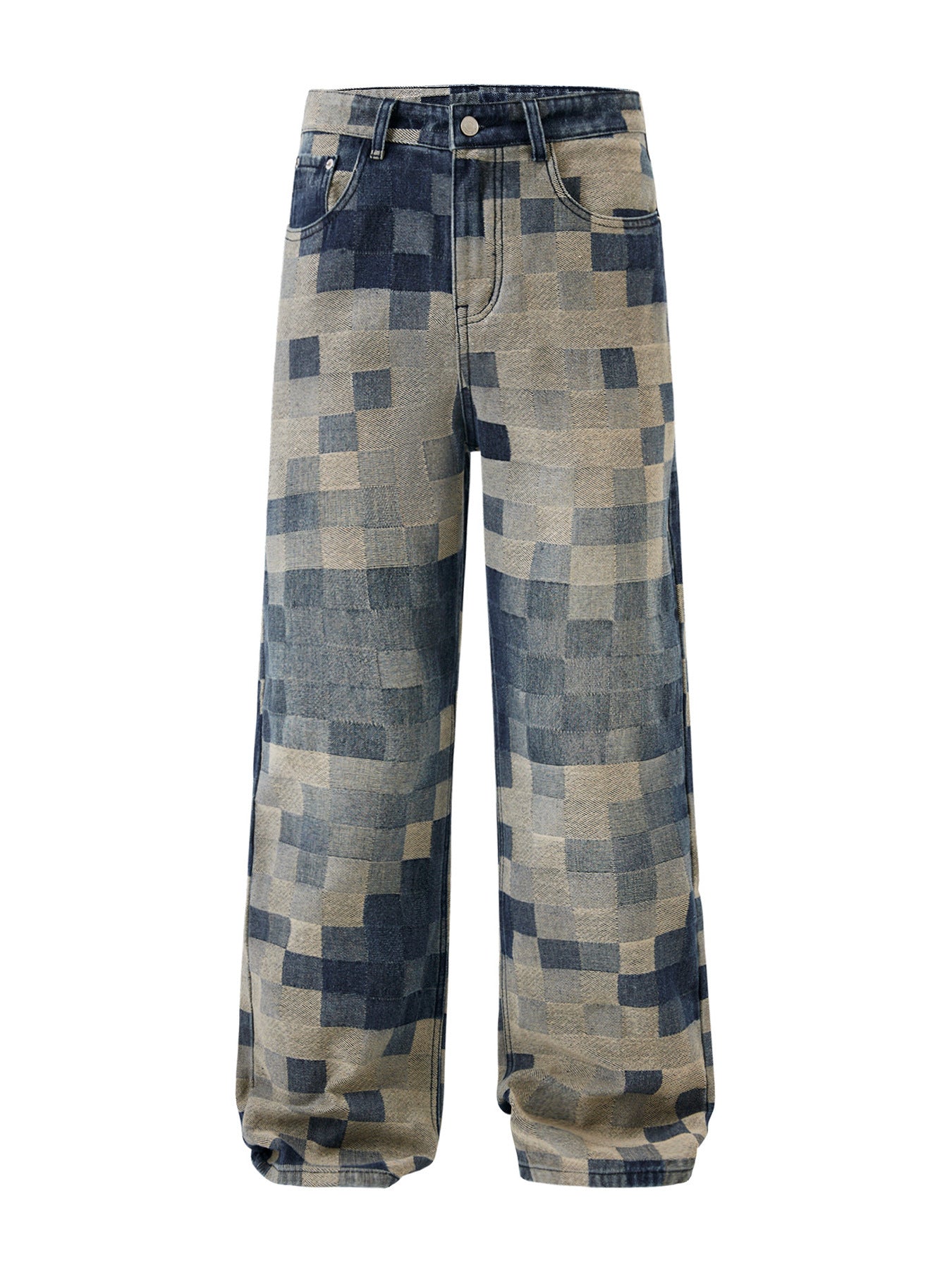 Men’s Baggy Jeans in Pixel Camo Streetwear Style | Loose Fit Denim Trousers
