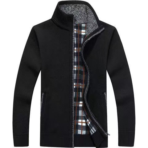Men’s Fleece Zip-Up Jacket with Checked Lining | Warm Winter Coat